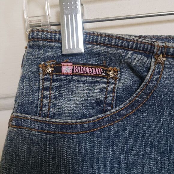 💐 Vintage Y2K Embroidered Denim Mini Skirt Floral Bird Jean Skirt SMALL - Picture 7 of 14